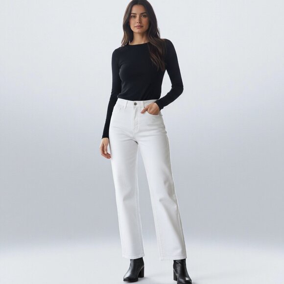 BLANKNYC Baxter Ribcage Straight Leg Jean Natural White Size 27W - Picture 2 of 14